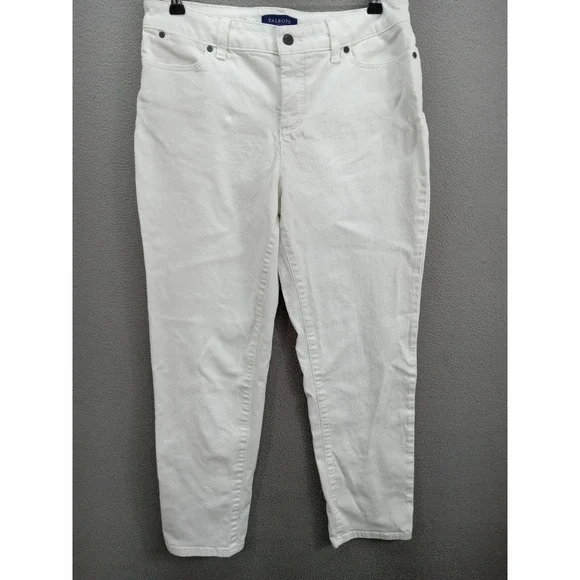 Talbots Women's White Straight Leg Denim Jeans Size 8 Cotton Stretch Mid Rise - Picture 2 of 9